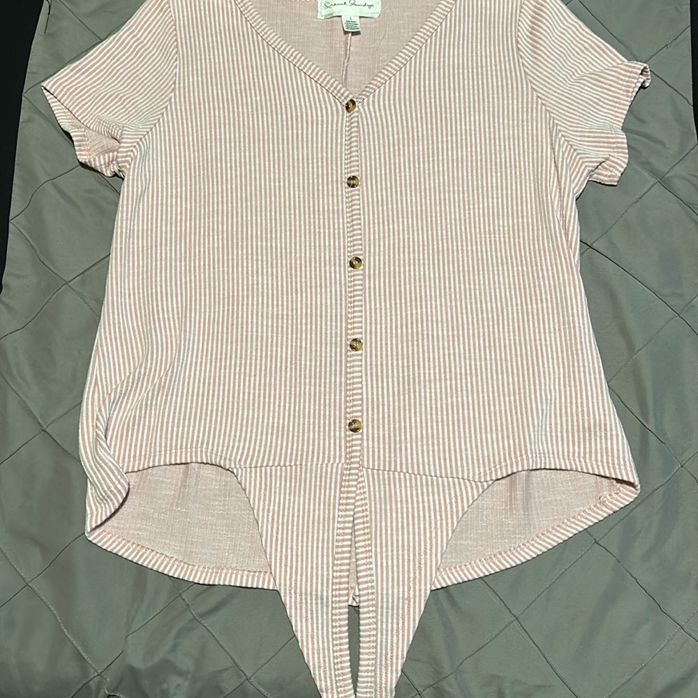 French laundry striped short sleeve, bottom tie Tshirt